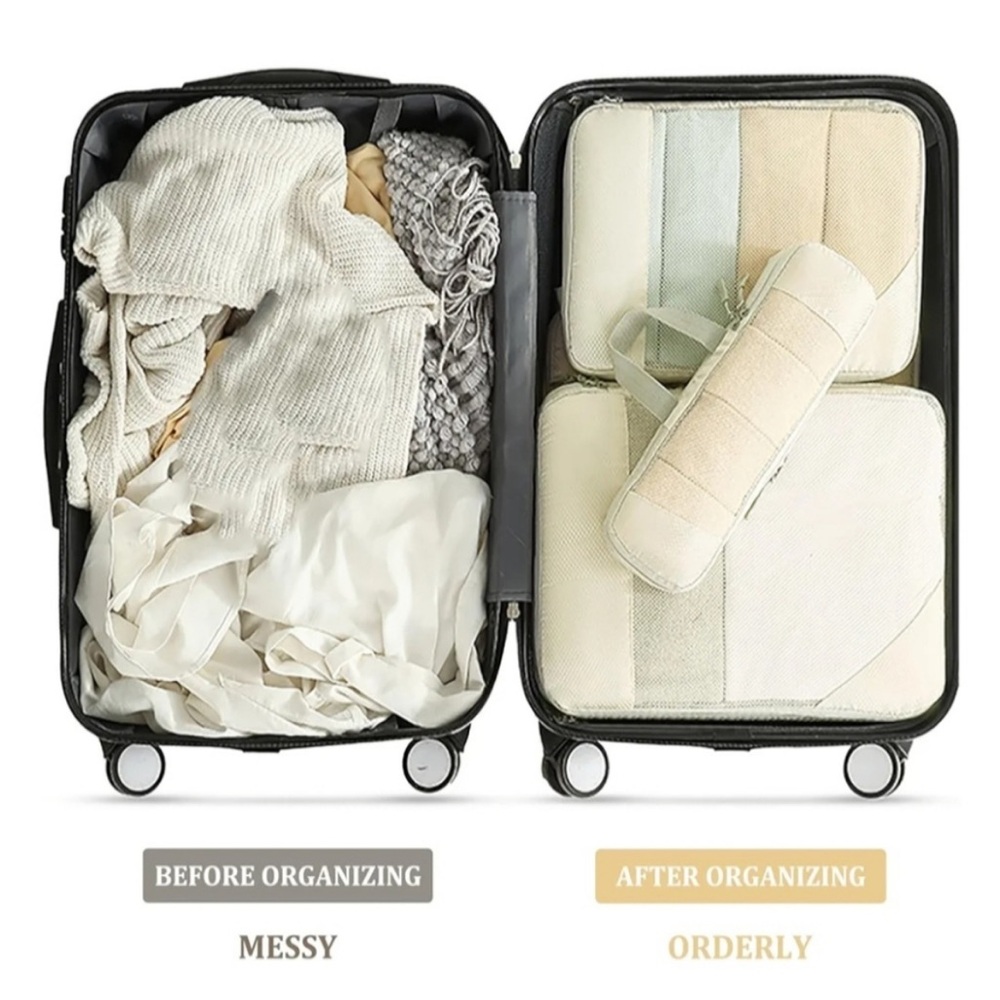 Cream Travel Bag Collection 10 Pieces - Picture 7 of 9